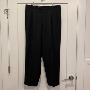 Arlotta Titanus Mens Black Pleated Cuffed Extra Fine Merino Wool Trousers Italy